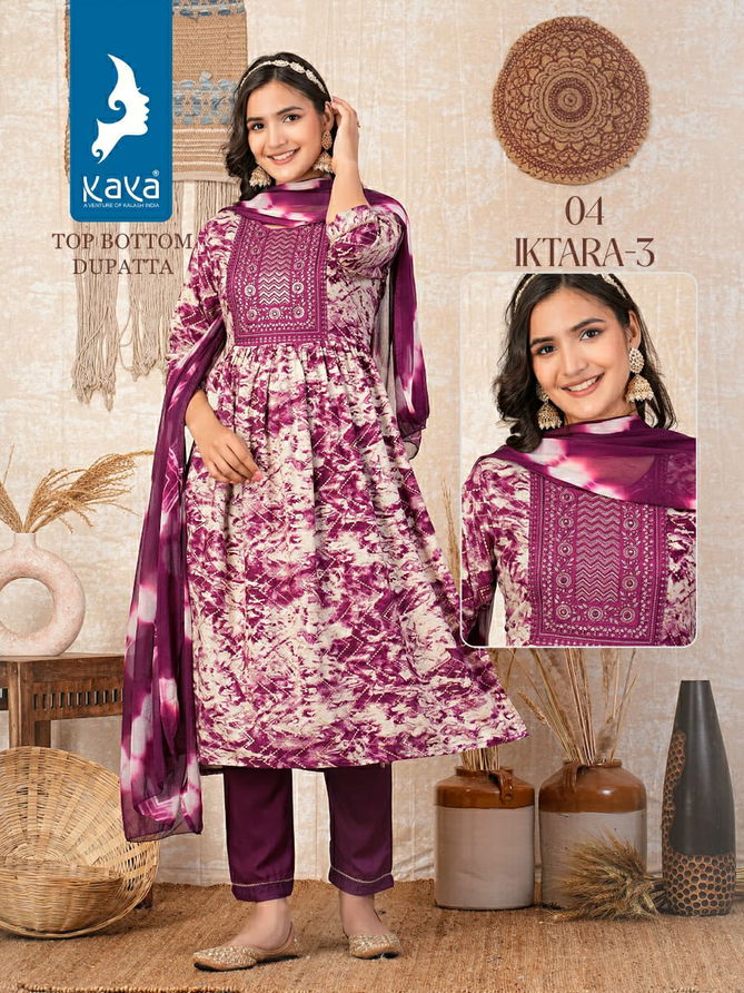 Iktara 3 By Kaya Rayon Printed Kurti With Bottom Dupatta Wholesale Price In Surat